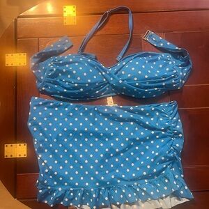 Jessica Blue and White Polka Dot Bikini Set